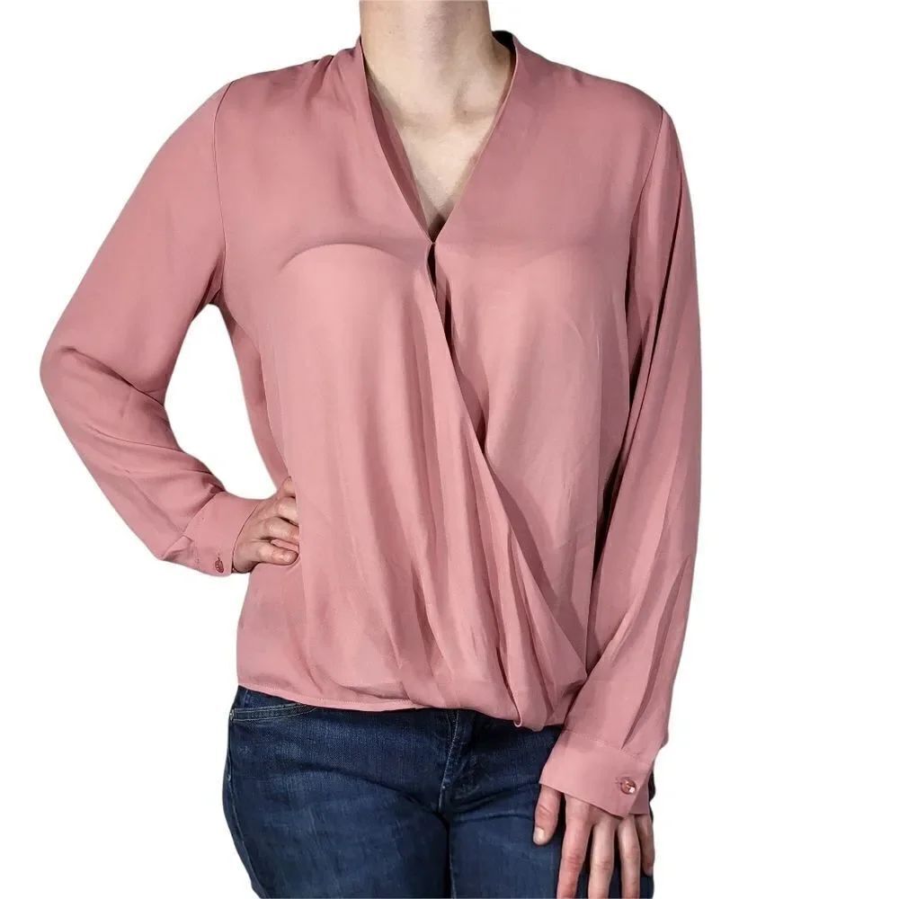 Cynthia Steffe Pink Surplice Wrap Top size medium